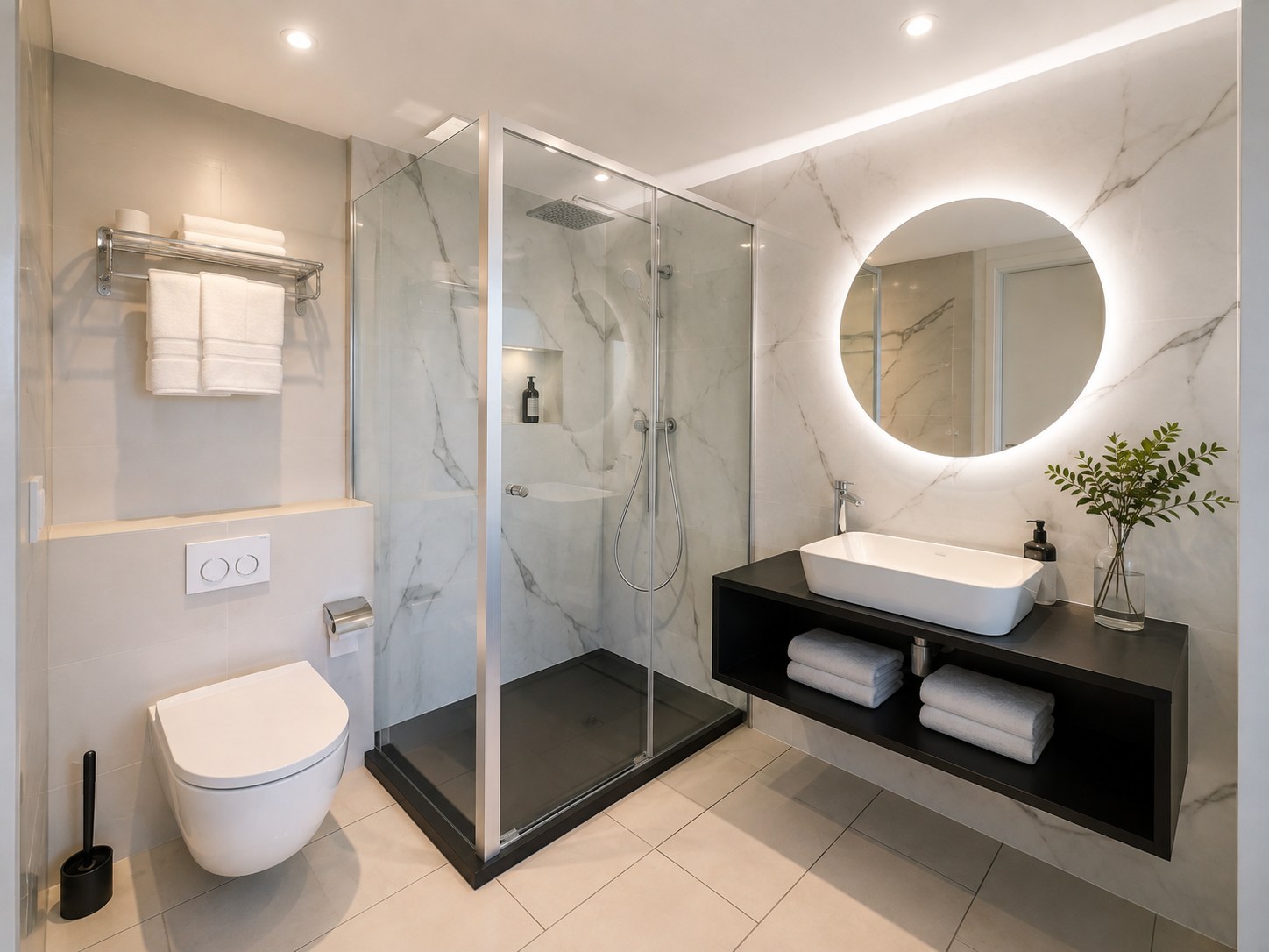 Modernes saniertes Hotelbad
